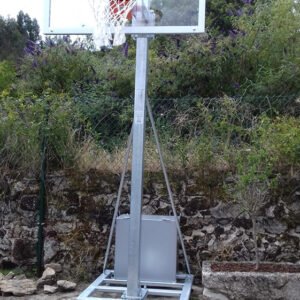 Jgo Canastas Galvanizadas Minibasket Deluxe Monotubo Trasladables 2 Ruedas Con Carro -Sin Tableros, Aros Y Redes