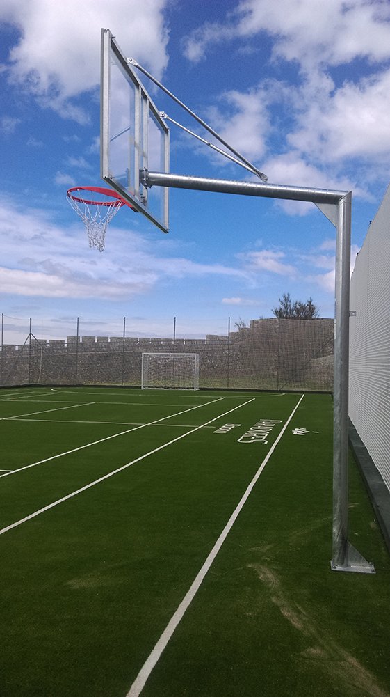 jgo canastas galvanizadas baloncesto monotubo new tubo 114 mm fijas con base anclaje-sin tablero,aro 2