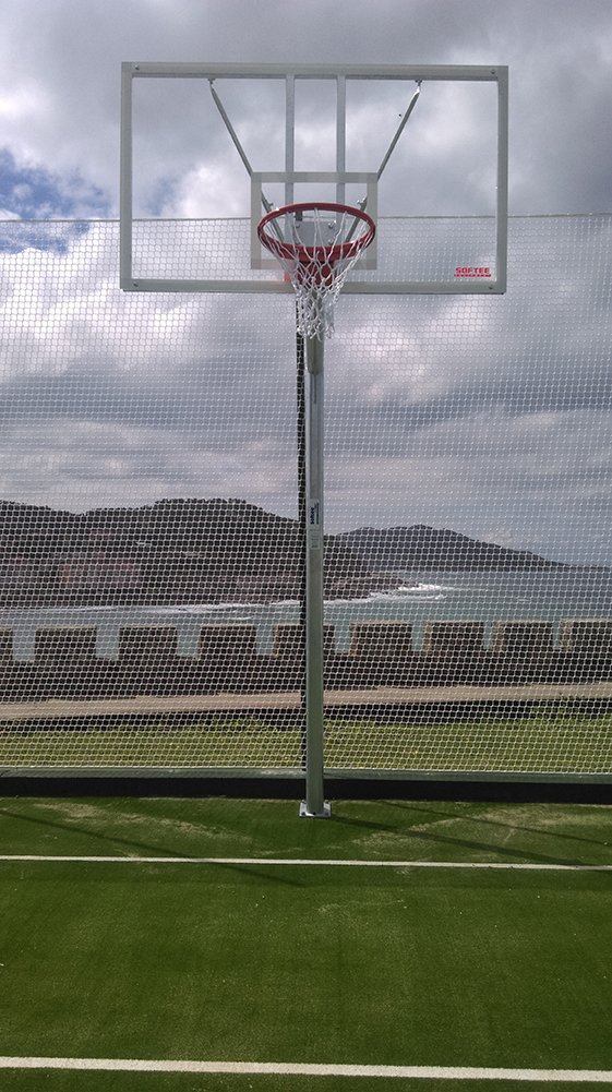 jgo canastas galvanizadas baloncesto monotubo new tubo 114 mm fijas con base anclaje-sin tablero,aro 1