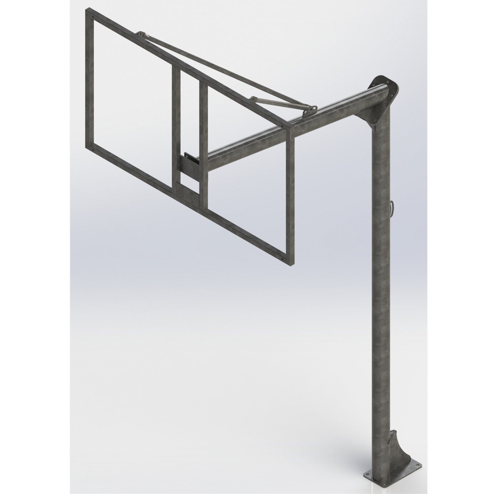 jgo canastas galvanizadas baloncesto monotubo new tubo 114 mm fijas con base anclaje-sin tablero,aro 8