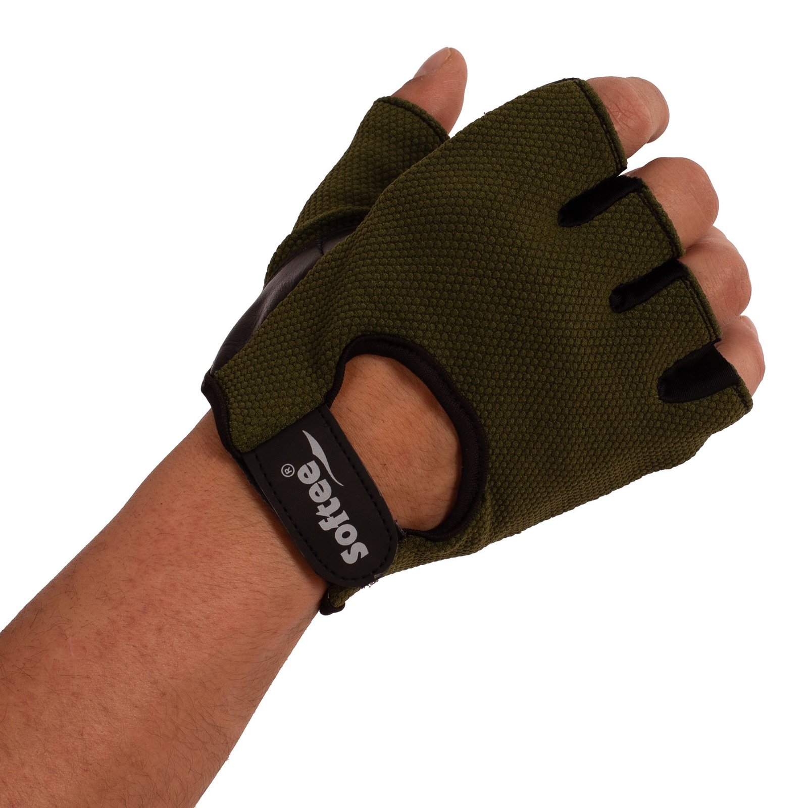 par de guantes fitness verde militar