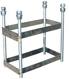 juego de 2 canastas minibasket deluxe monotubo tubo 100 fijas con base para anclaje -sin tablero ni aro- 1