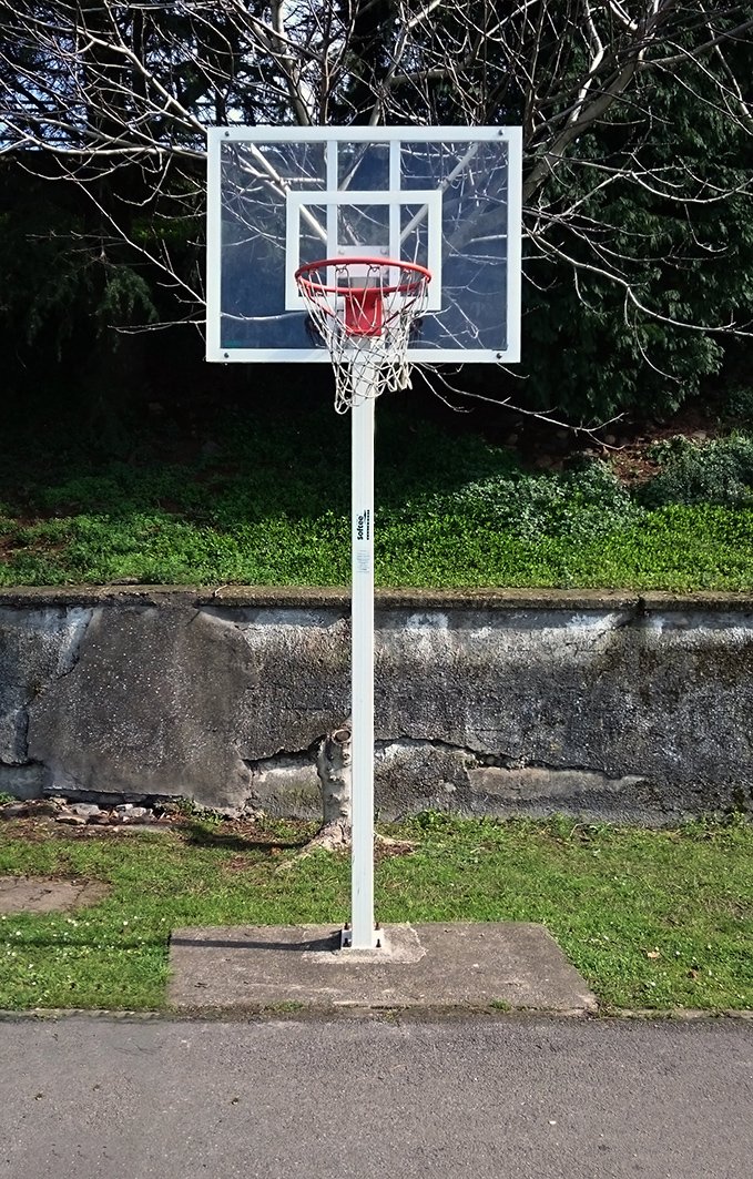 juego de 2 canastas minibasket deluxe monotubo tubo 100 fijas con base para anclaje -sin tablero ni aro- 2