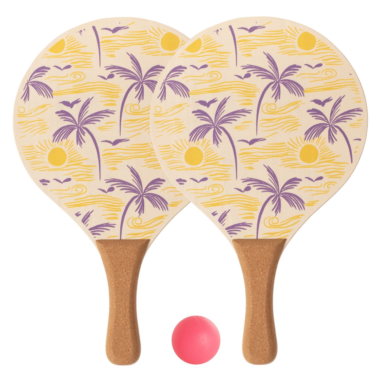 juego de palas de playa de madera con pelota softee palm 1