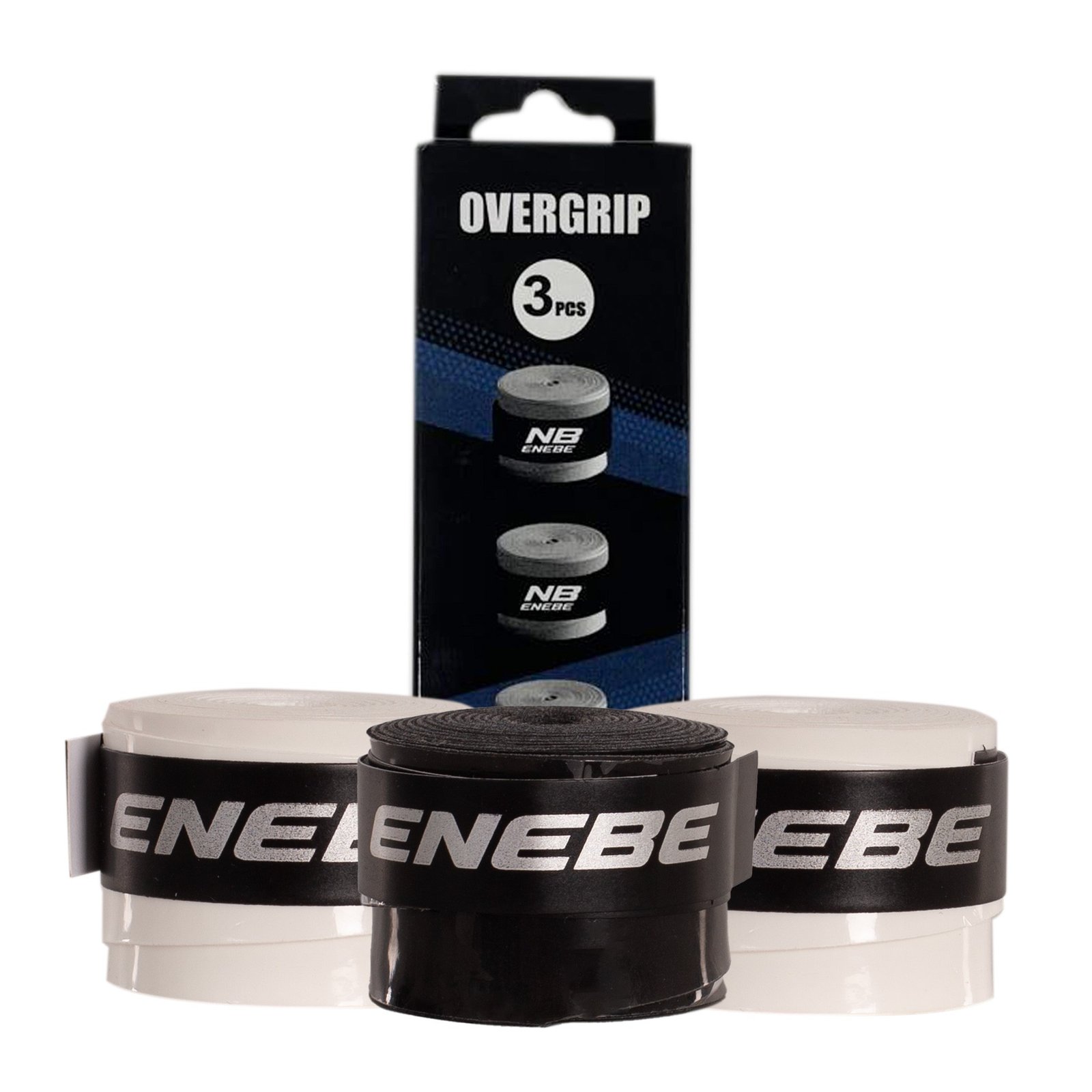 pack 3 overgrips lisos enebe blanco negro blanco