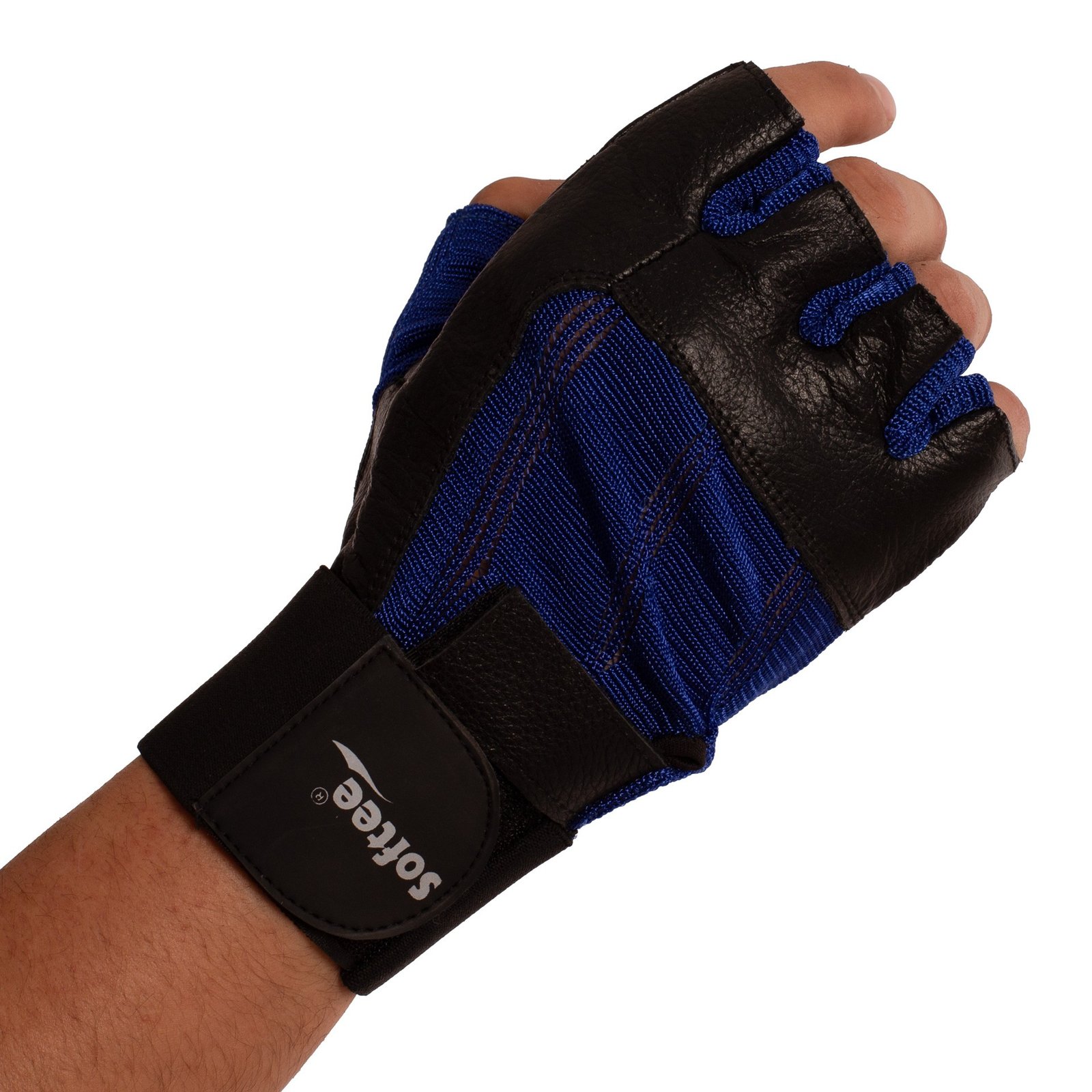 par de guantes spandex negro azul