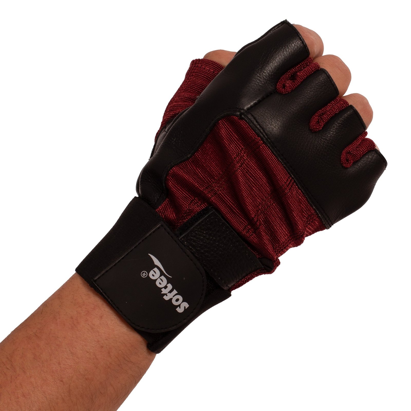par de guantes spandex negro burdeos