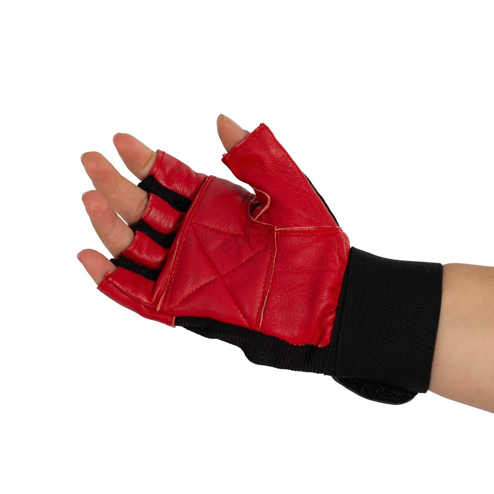par de guantes spandex negro rojo