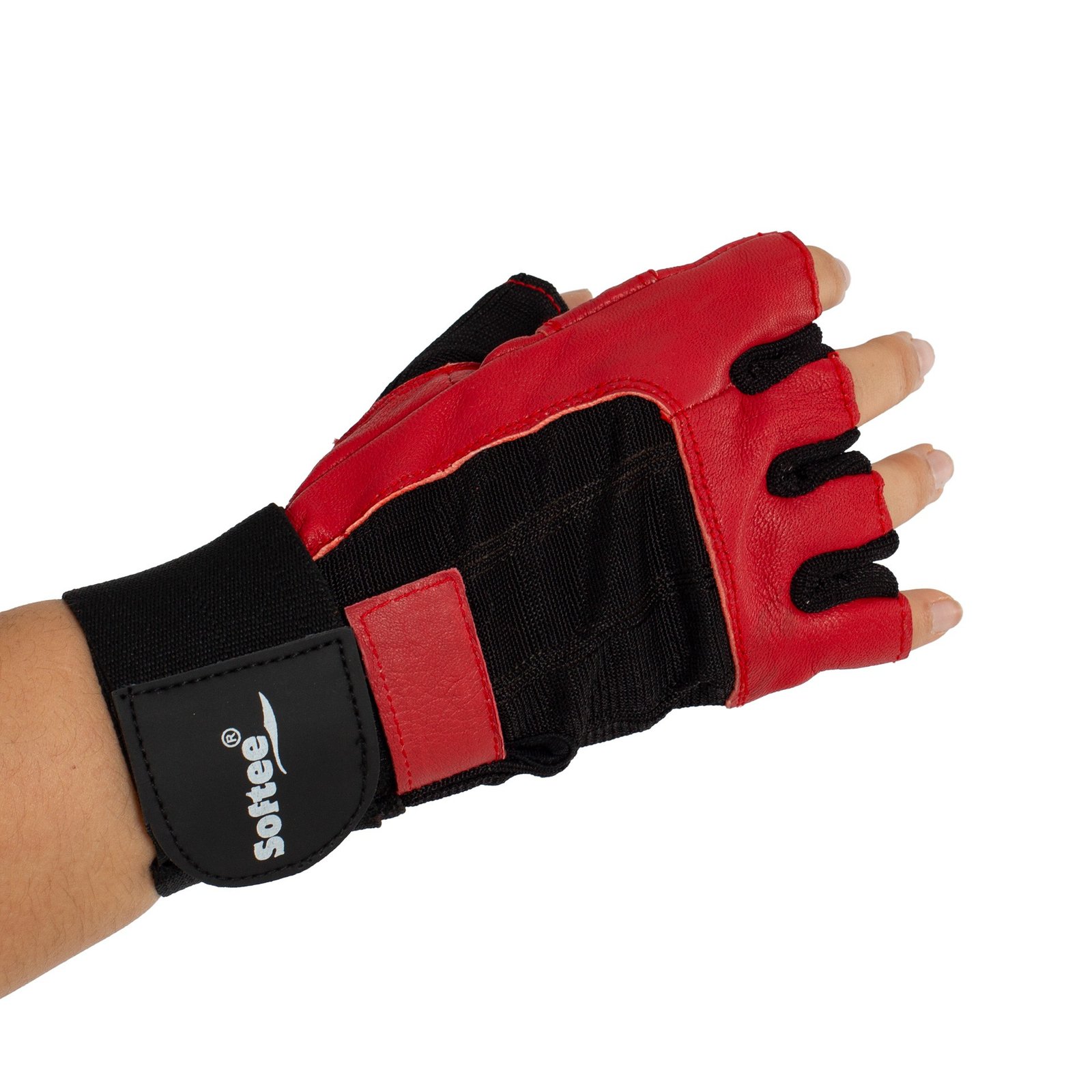 par de guantes spandex negro rojo 1
