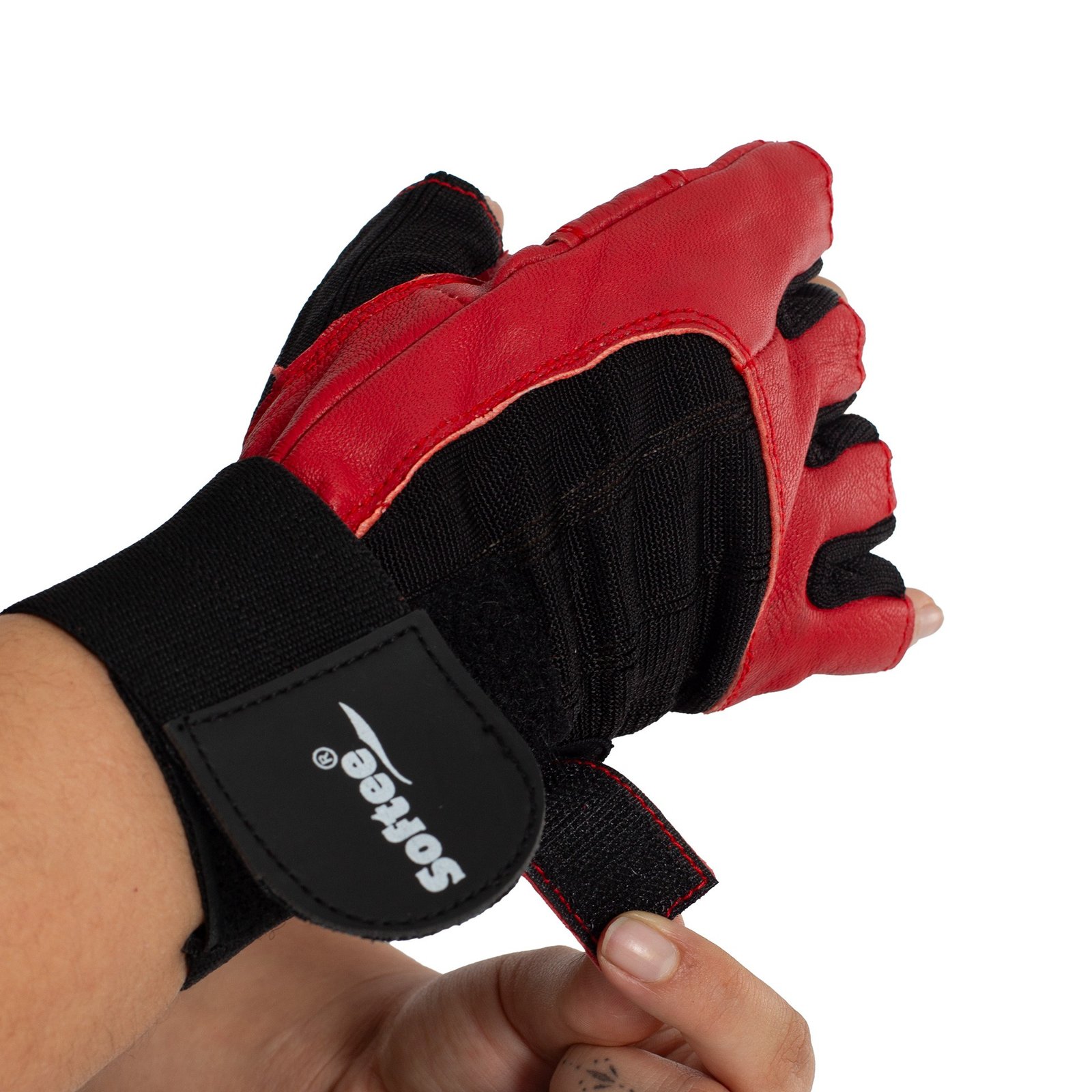 par de guantes spandex negro rojo 2