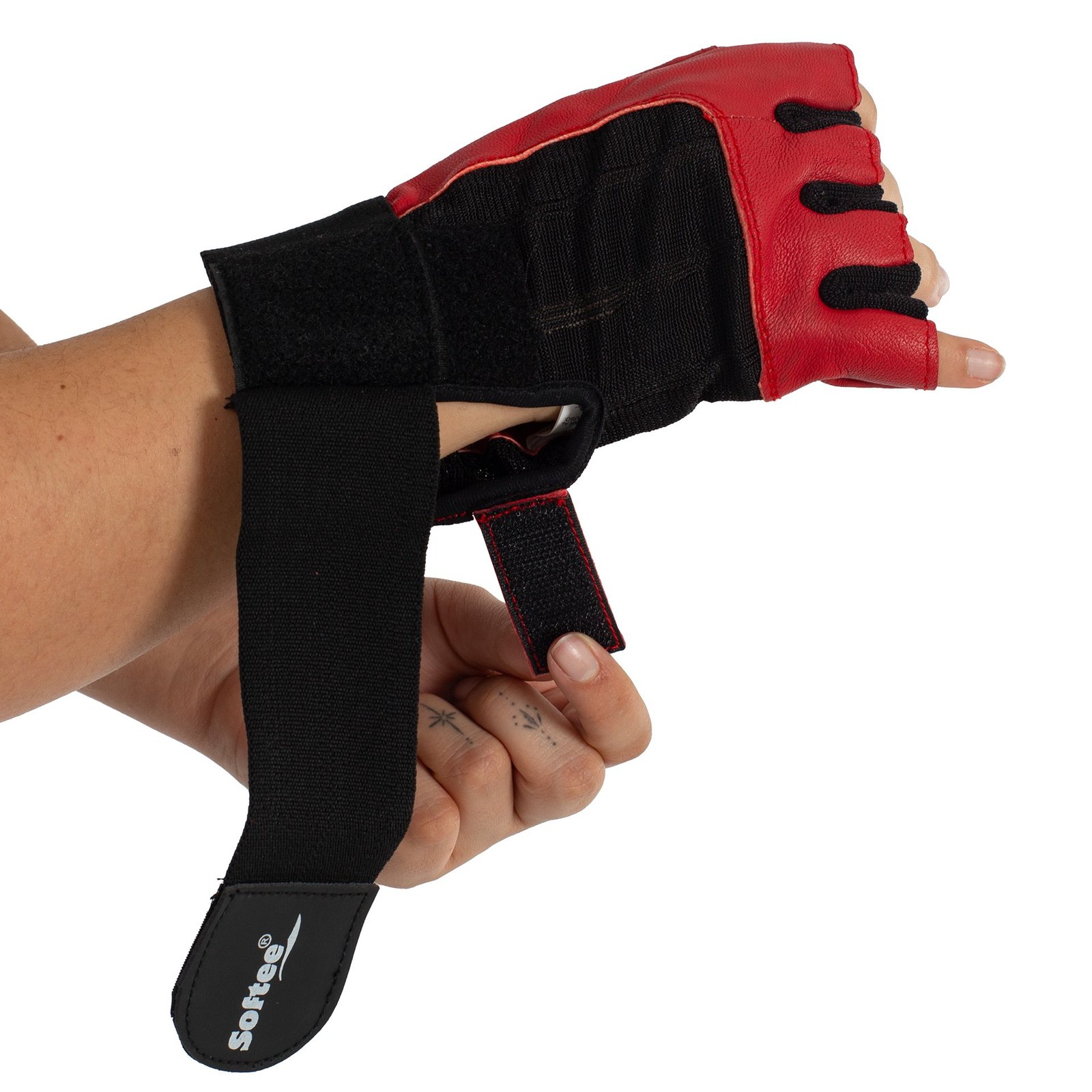 par de guantes spandex negro rojo 4