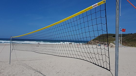 red de voley playa 3mm linea premium con cinta amarilla