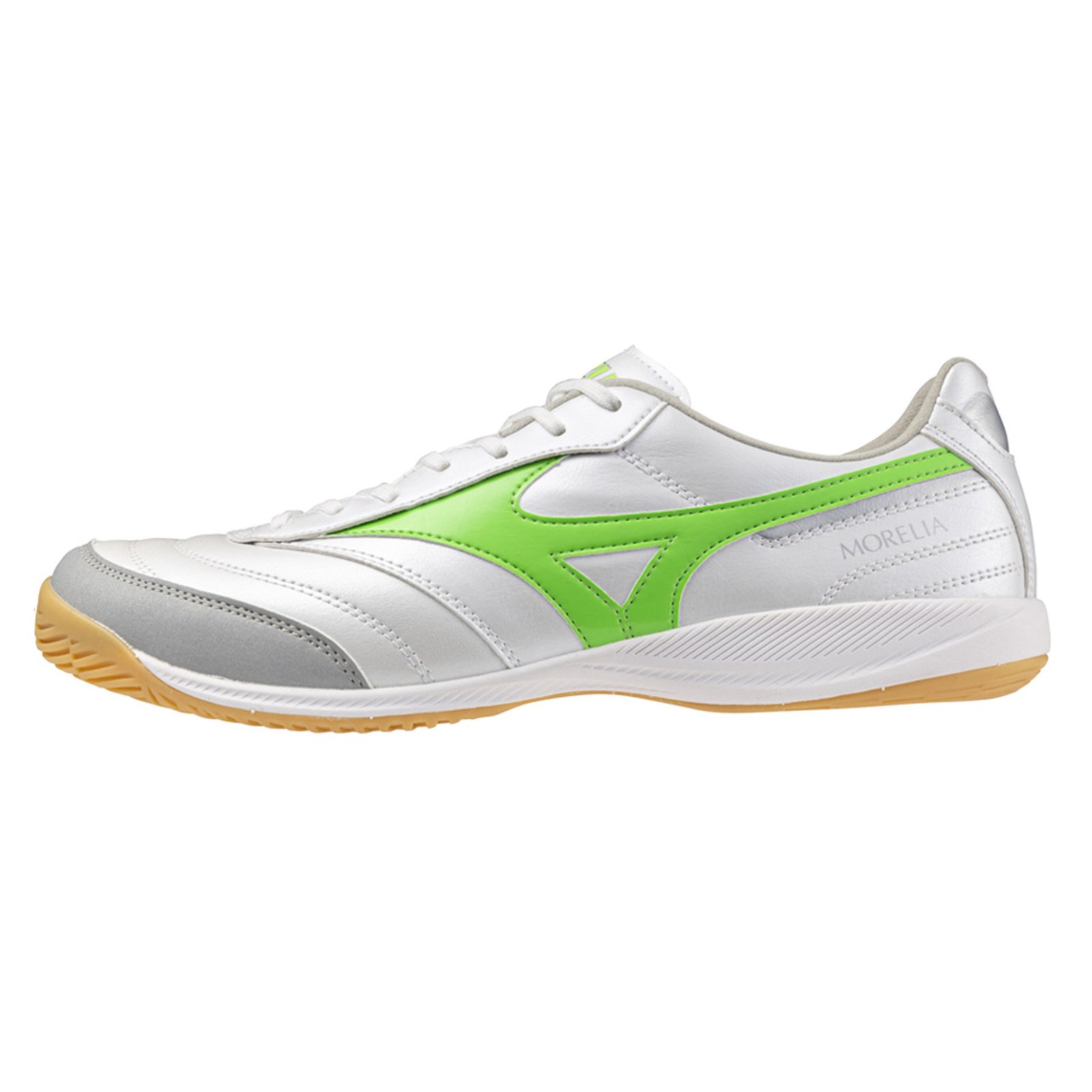botas de fútbol sala mizuno morelia sala pro in blanco verde flúor