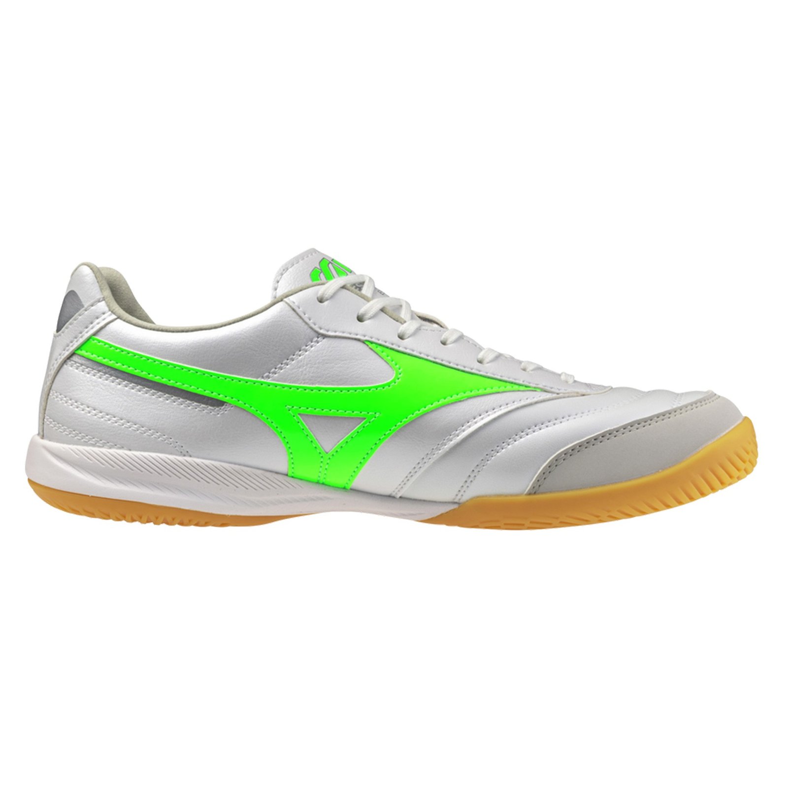 botas de fútbol sala mizuno morelia sala pro in blanco verde flúor 1
