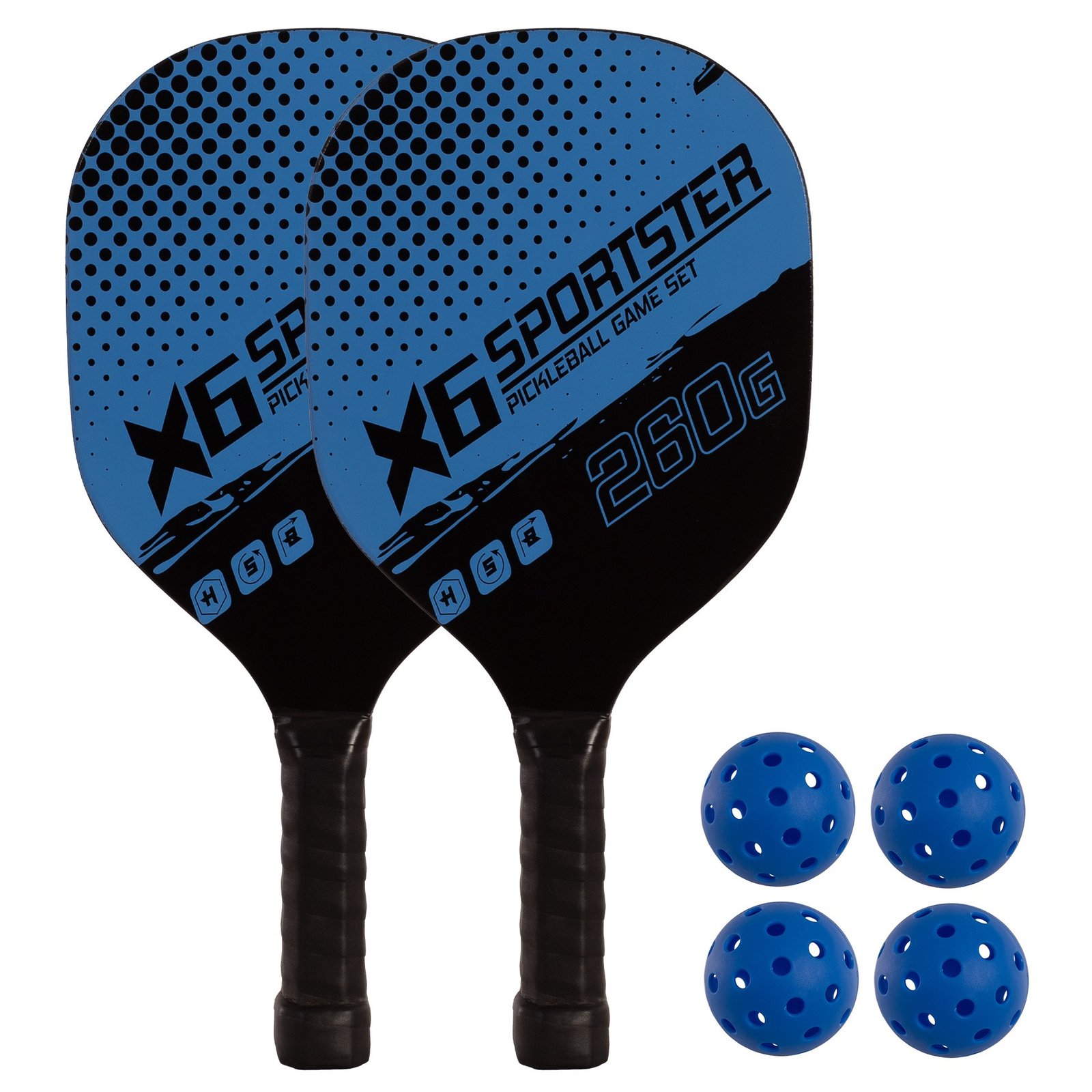 set de 2 palas pickleball madera con 4 pelotas azul 1