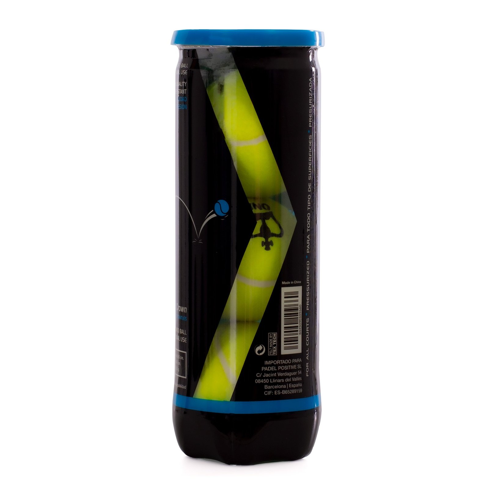 bote de 3 pelotas de pádel black crown one 1