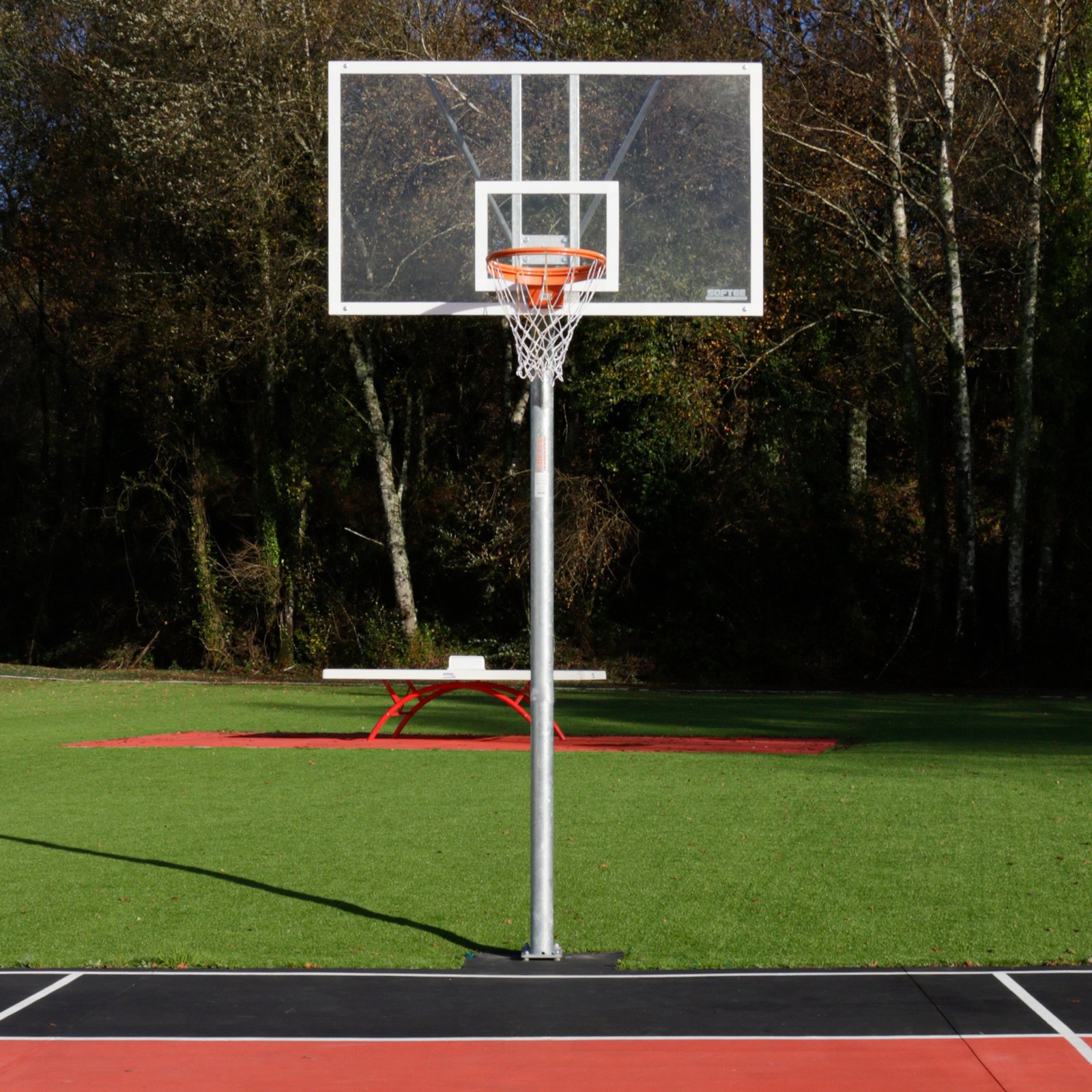 jgo canastas galvanizadas baloncesto monotubo new tubo 114 mm fijas con base anclaje-sin tablero,aro 7