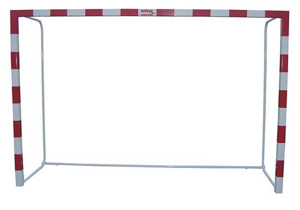 juego porterías aluminio balonmano-fútbol sala 80×80 trasladables con base tubo redondo 1