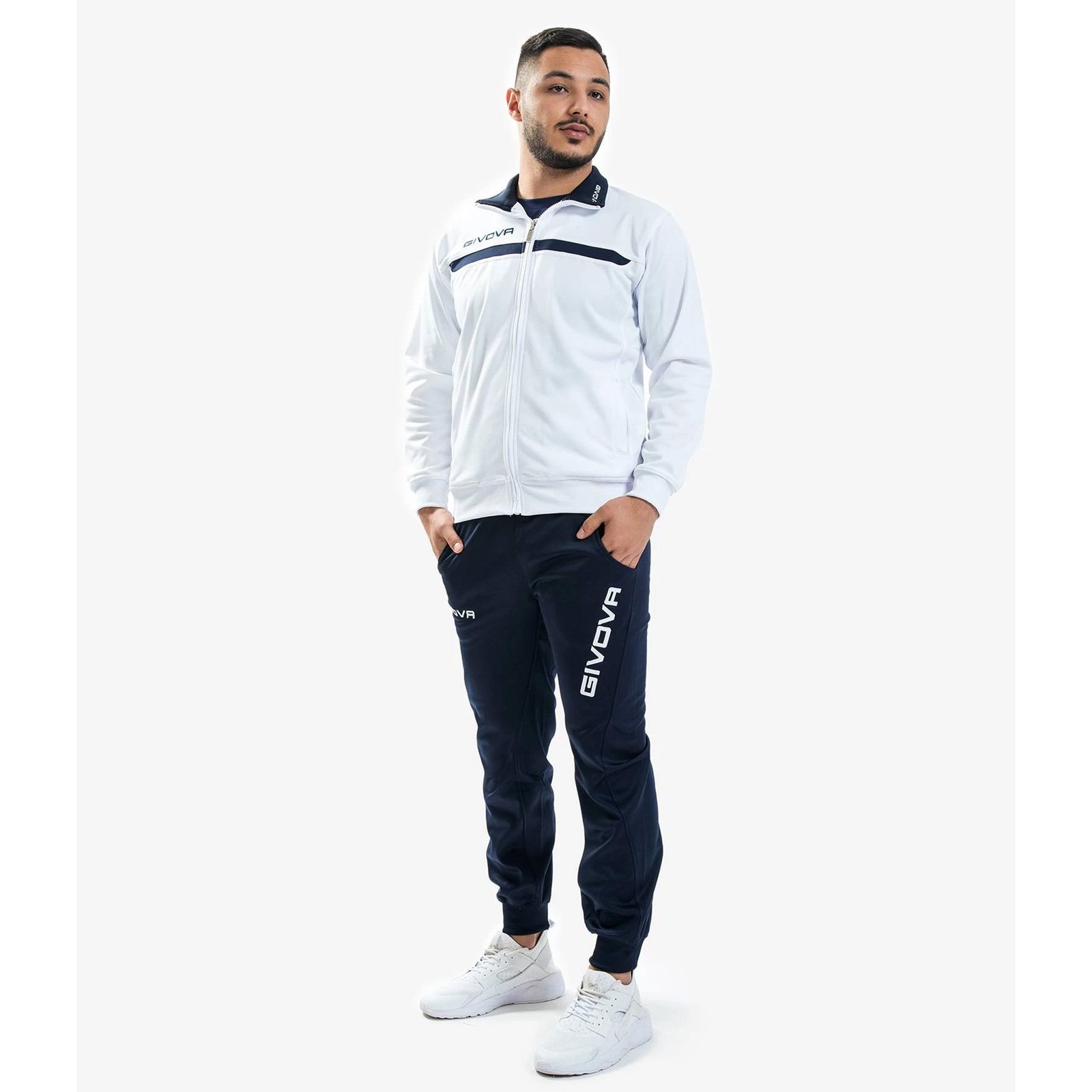 chándal givova tuta one full zip blanco azul