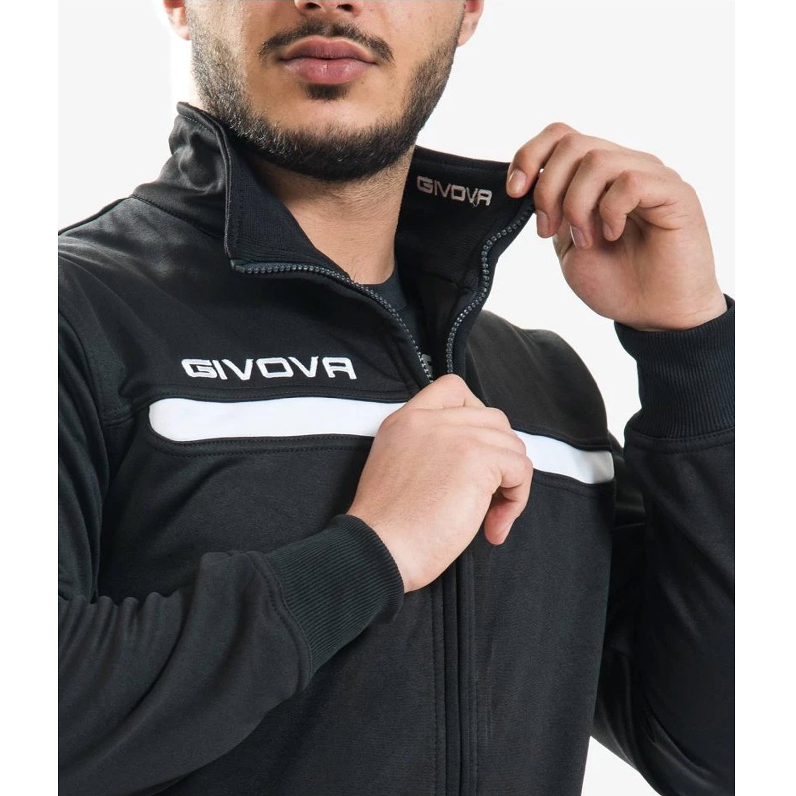 chándal givova tuta one full zip negro blanco 1