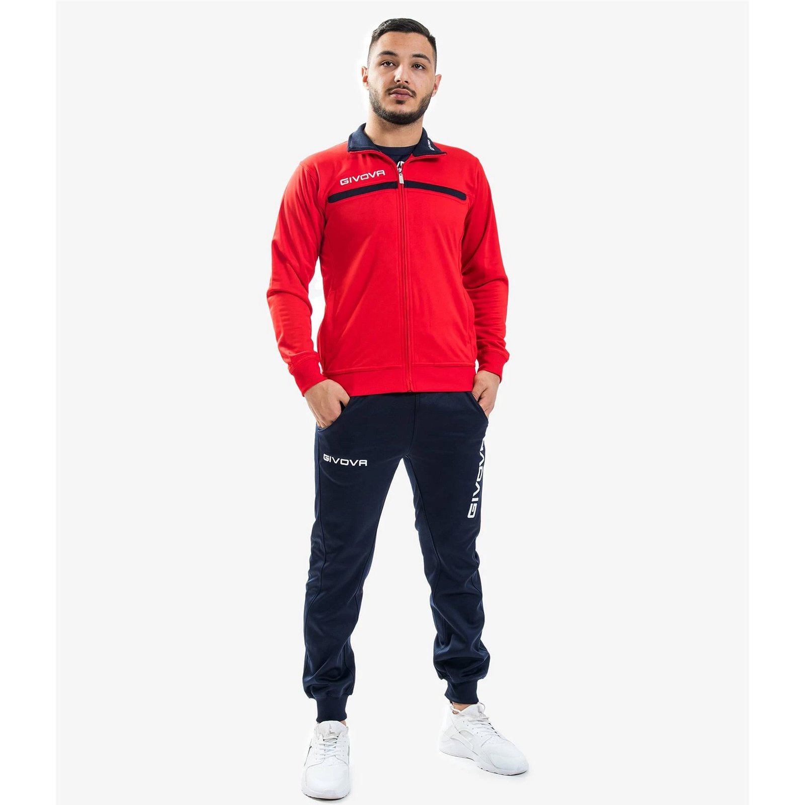 chándal givova tuta one full zip rojo marino 1