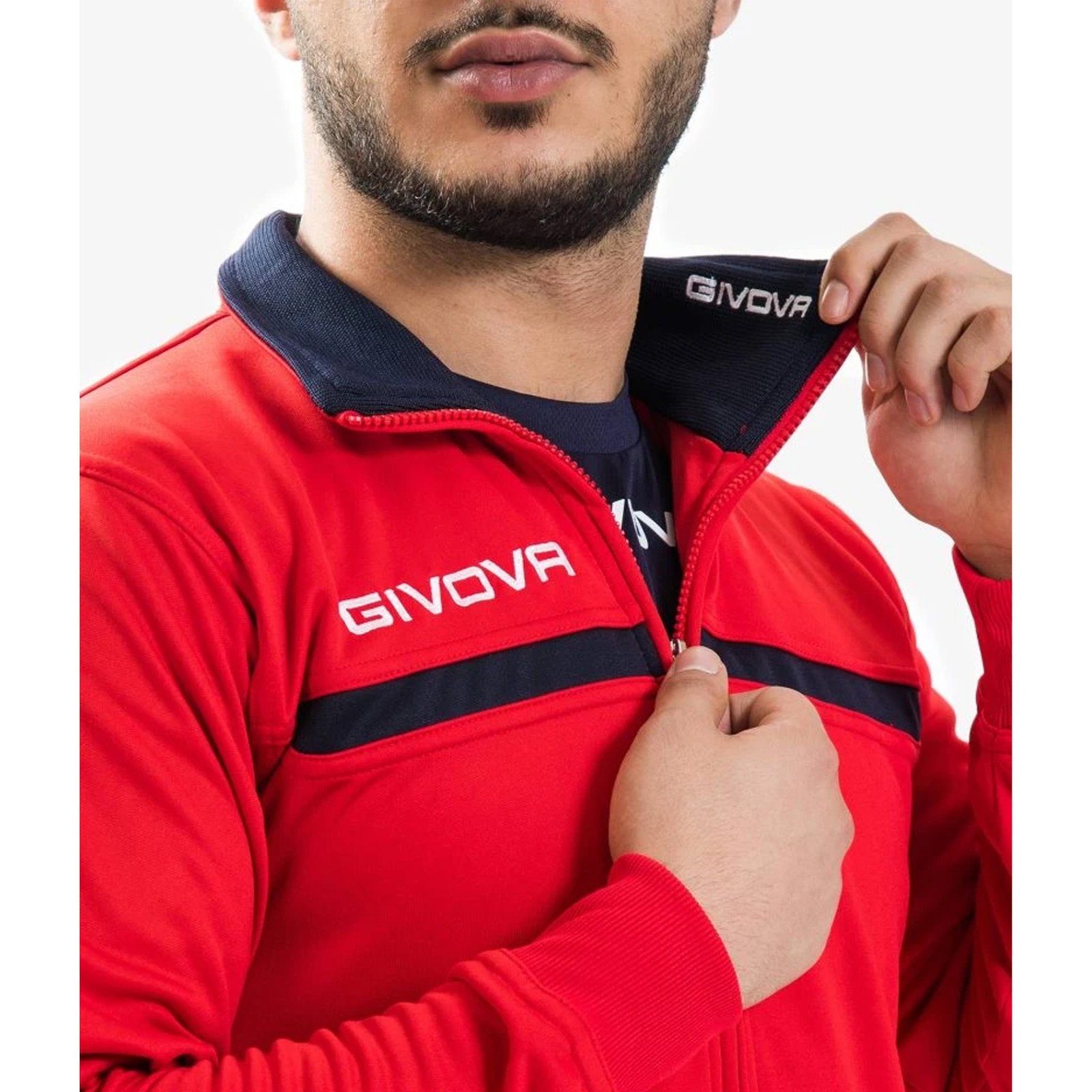 chándal givova tuta one full zip rojo marino 2