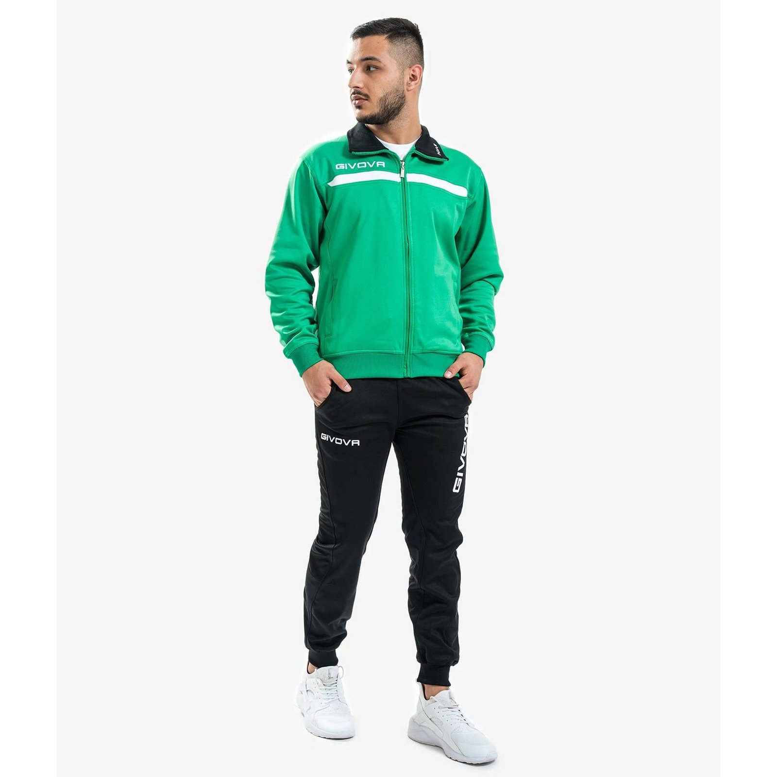 chándal givova tuta one full zip verde negro 2
