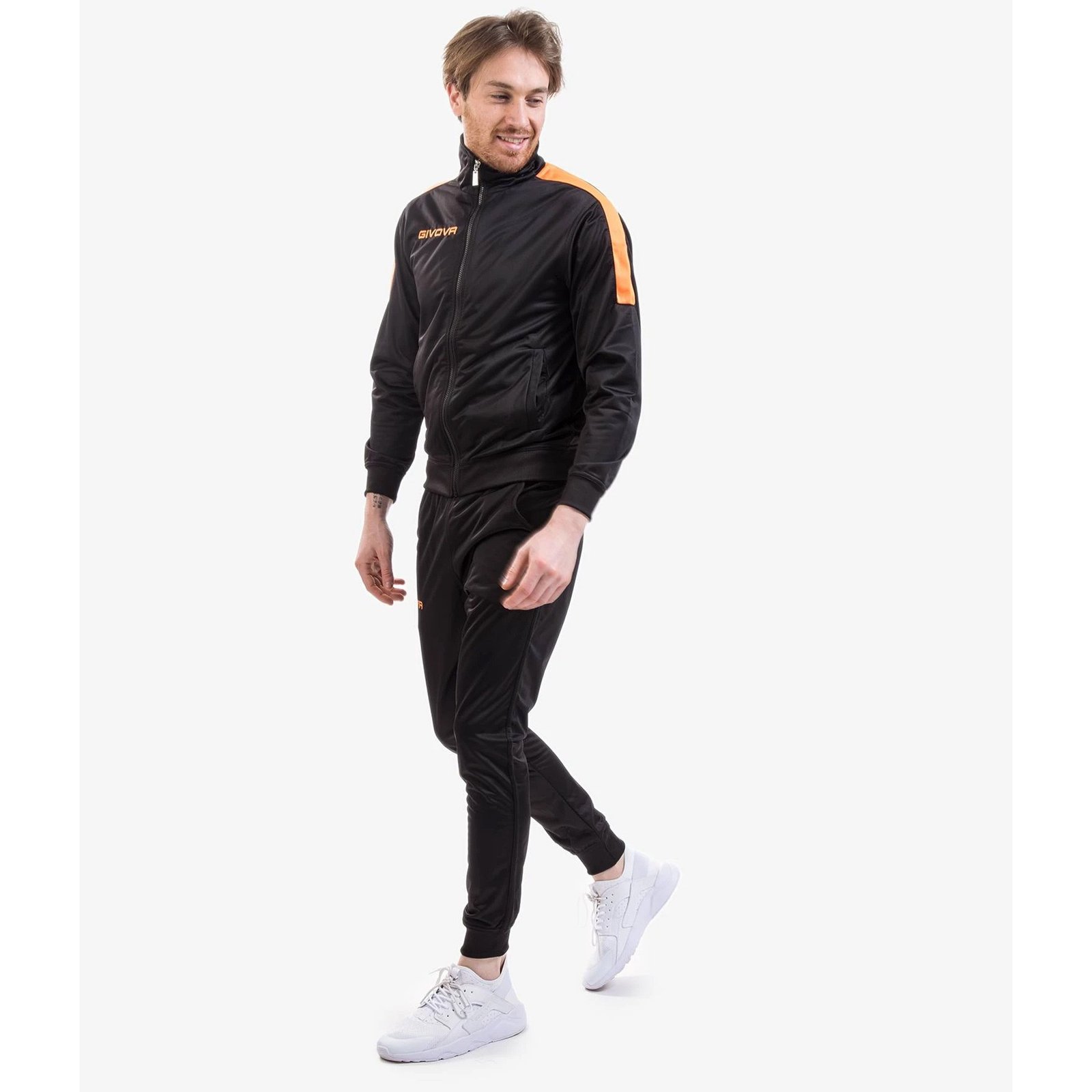 chándal givova tuta revolution fluor negro naranja flúor 1