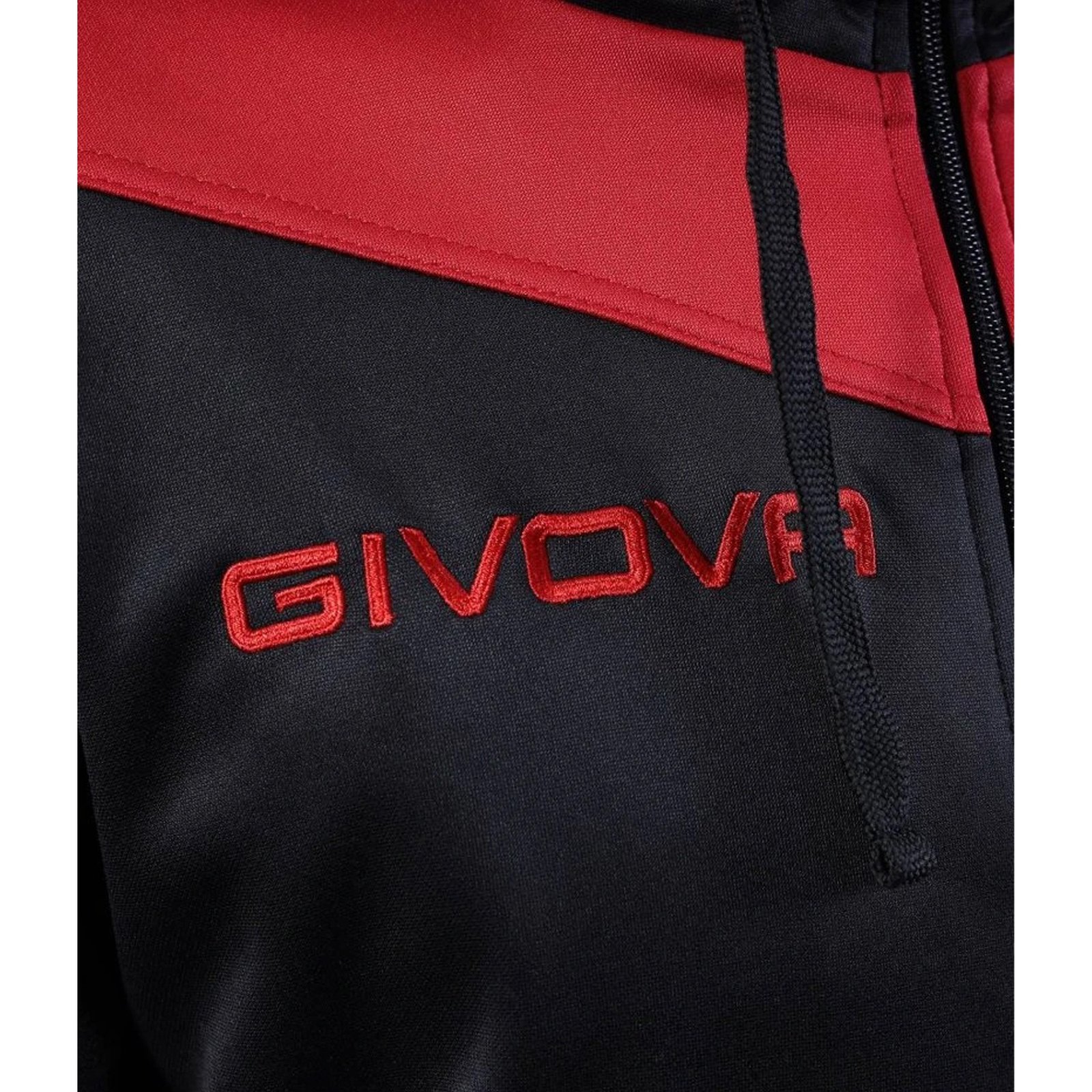 chándal givova tuta roma con capucha rojo negro 2