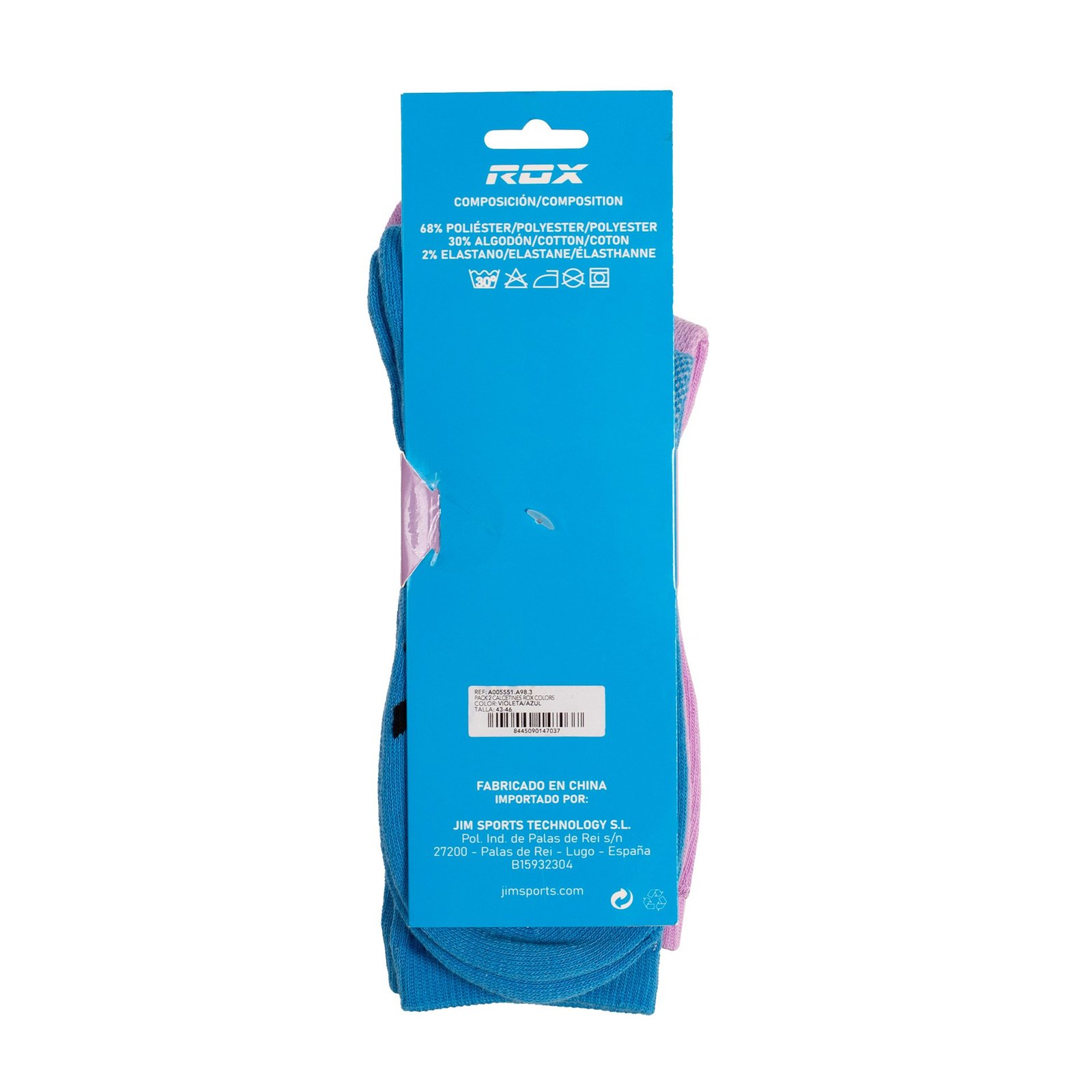 pack 2 pares calcetines rox colors violeta azul 10