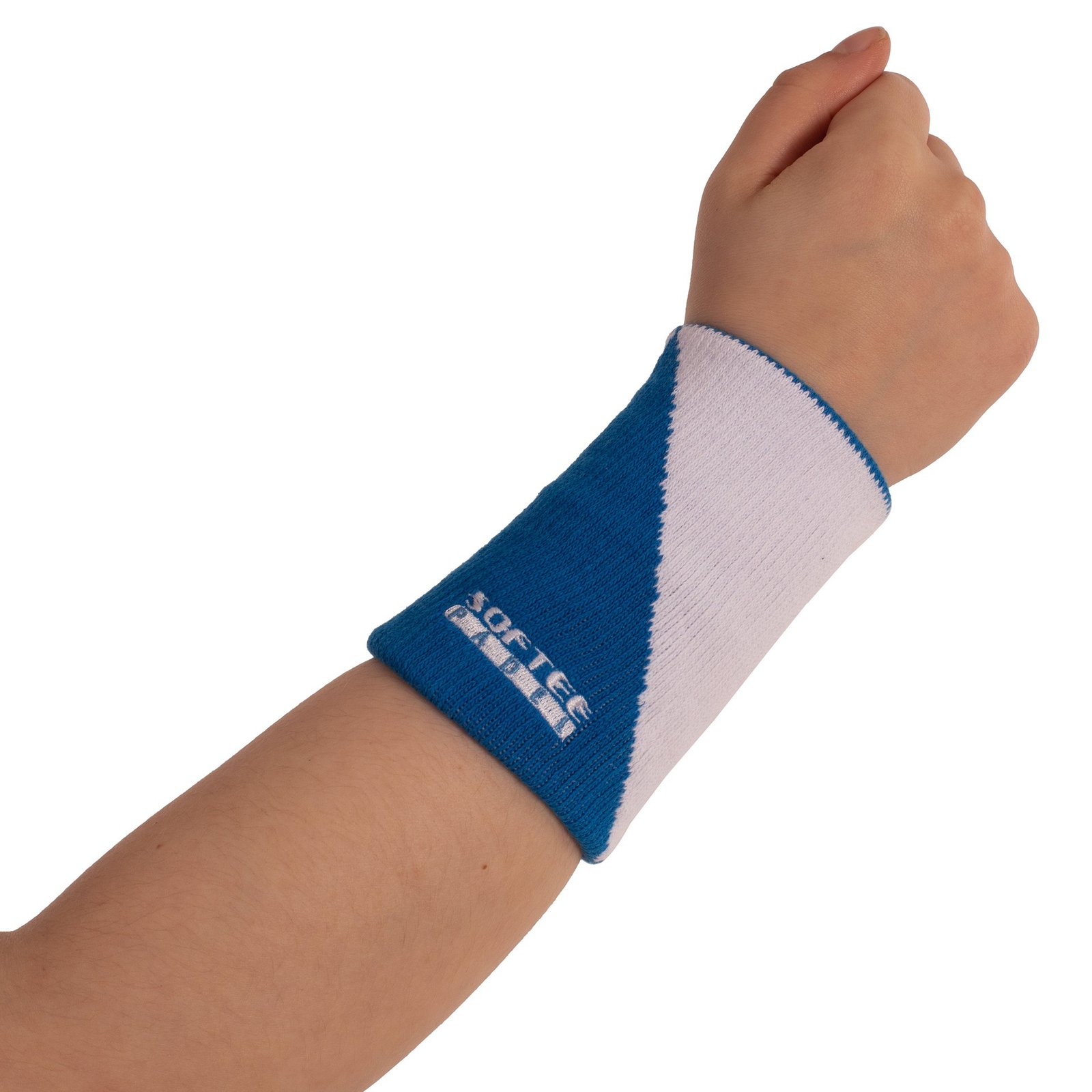muñequera ancha softee padel balance azul blanco