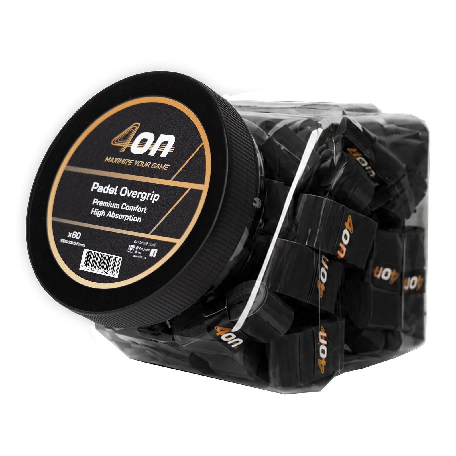 tarro overgrip negro 4on premium comfort – 60 piezas 2